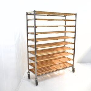 Brood afkoelkar – RVS frame met uitneembare houten rekken